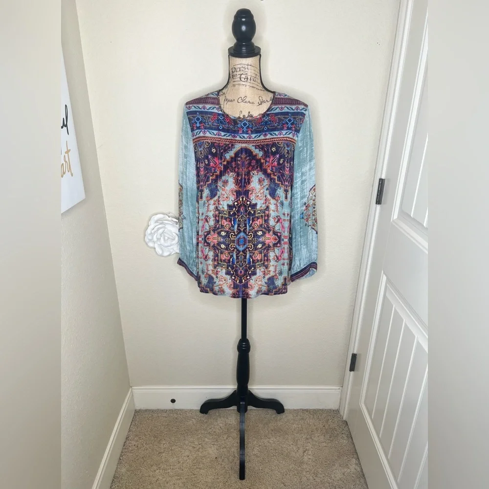 NTM: Anthropologie Vineet Bahl Prudence Blouse with Embroidery & Multicolor Sz M